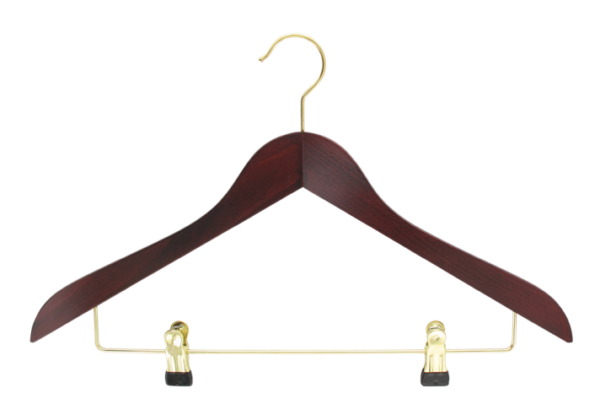Cintre bois en hêtre combiné pinces (HETRE BOIS COMBI) – Image 2