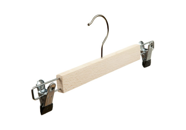 Cintre bois en hêtre avec pinces (HETRE BOIS PINCES 1)