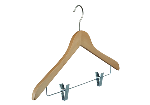 Cintre bois économique combiné pinces (ECO BOIS PINCE)