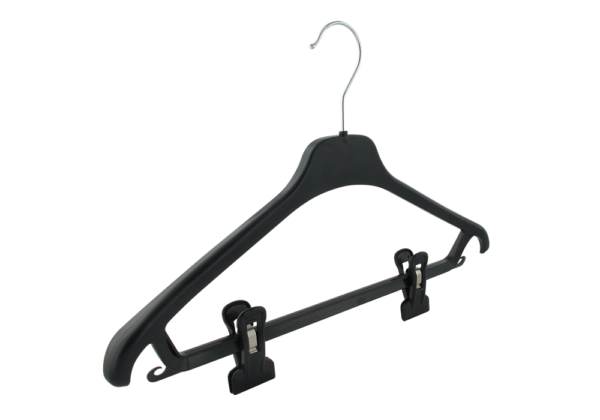 Cintre plastique avec barre et pinces pour ensemble, costume, tailleur (FEP)