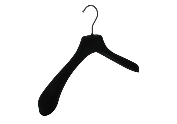 Cintre velours vestes et manteaux avec crochet noir (20VN)