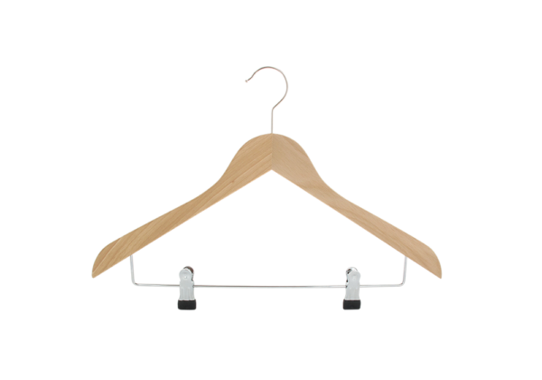 Cintre bois en hêtre combiné pinces (HETRE BOIS COMBI) – Image 2