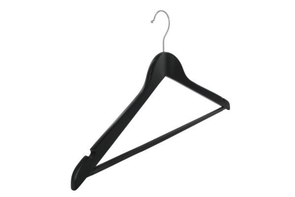 Cintre bois économique avec barre noir (ECO BOIS 2 NOIR)